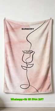 Burberry Line Art Rose Print Flannel Sofa Throw Blanket B216